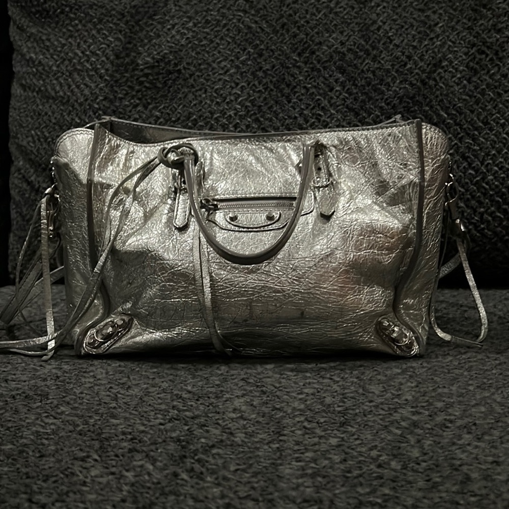 Silver Balenciaga Papier bag